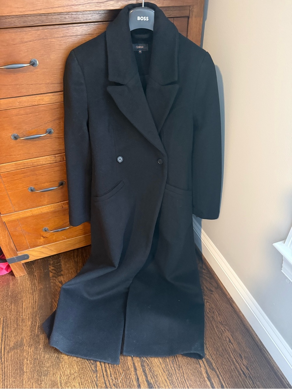 Women's Black Wool Long Coat